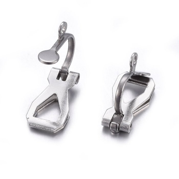 Stainless Steel Earring Clip Silver 12x6x8mm, 4 Pieces