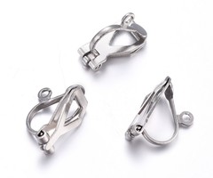 4 Pieces Stainless Steel Earring Clip Silver 12x6x8mm