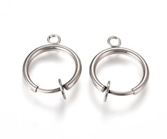 4 Stuks Stainless Steel Oorbel Clip Zilver 17x13x4mm