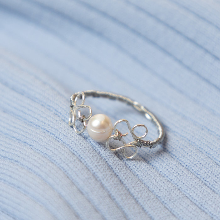 Ring met Ijzerdraad en Zoetwater Parels maken Inspi404