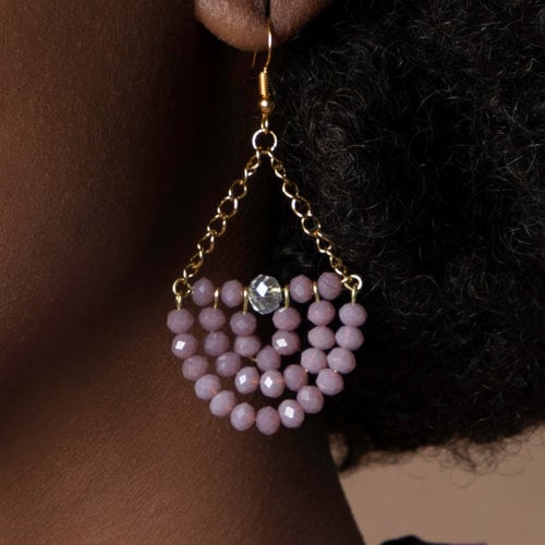 How to make Vintage Purple Earrings with Faceted Beads 