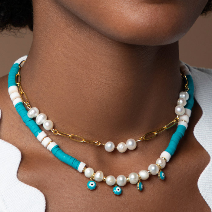 Katsuki Fimo Klei Disc Kralen 6mm Cyaan, streng 350 stuks