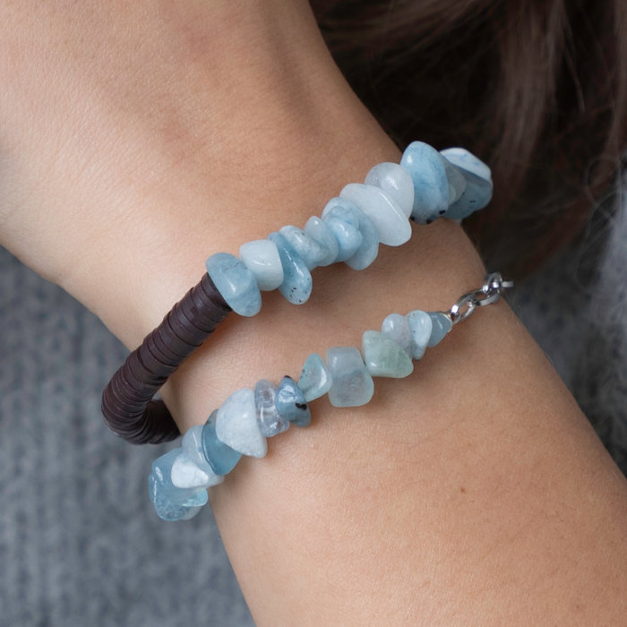 Natural Aquamarijn Chips 7x7mm Streng 80cm, circa 240 stuks