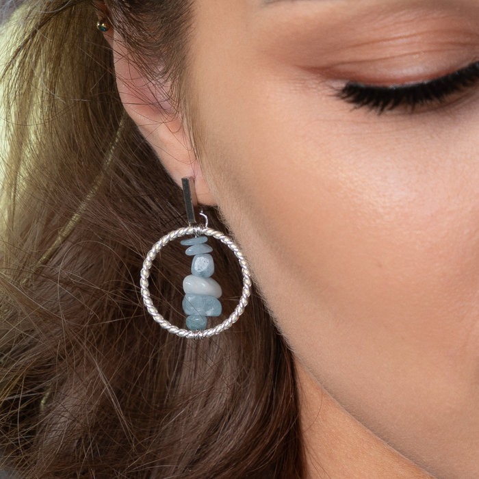 Natural Aquamarijn Chips 7x7mm Streng 80cm, circa 240 stuks