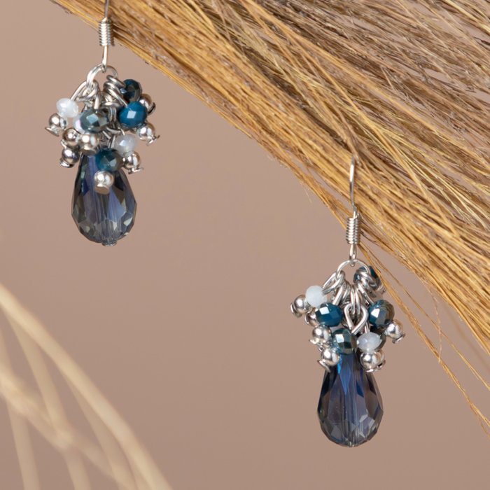 10 pieces Electroplate AB Dropbeads Shine 15x10mm Steel Blue