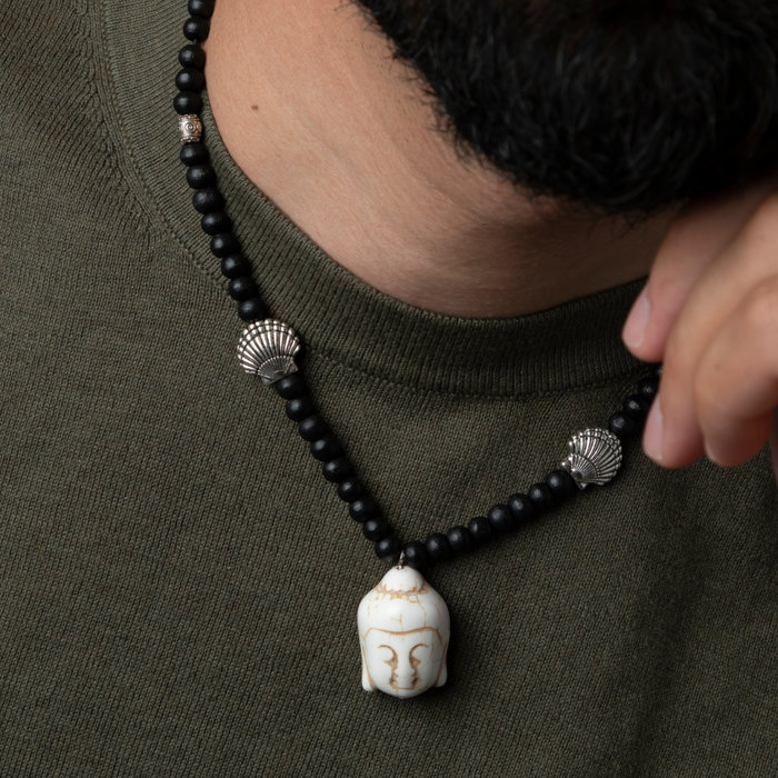 Buddha Kraal Groot Wit 29x20mm, 3 stuks