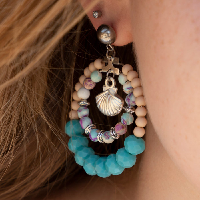 Stainless Steel Hoop Earring Silver 44x40x0.8mm, 4 pieces