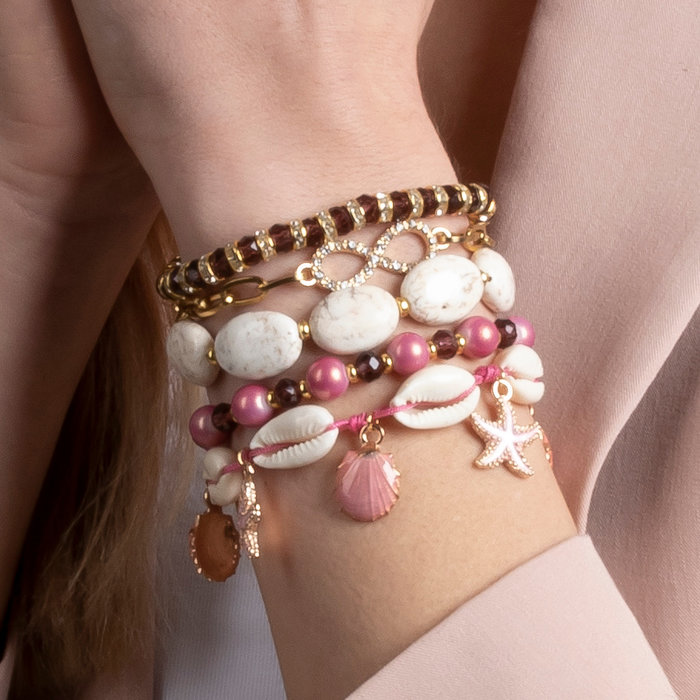 3 stuks Zeester Bedel Goud met Roze 18x15mm - 5811