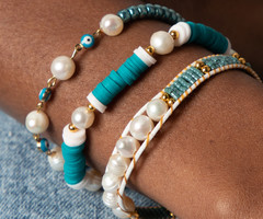 Blue Freshwater Pearl Set - Bracelets + Ring