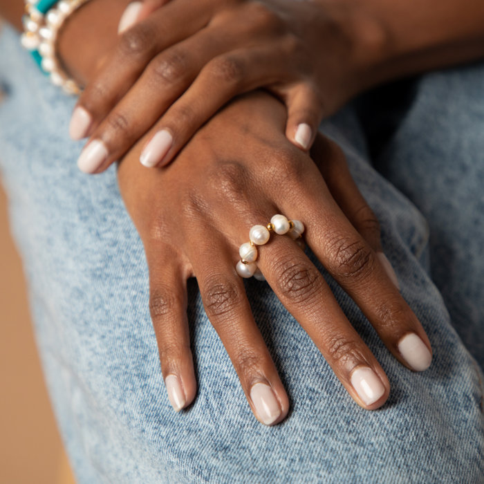 Blue Freshwater Pearl Set - Bracelets + Ring Inspi390