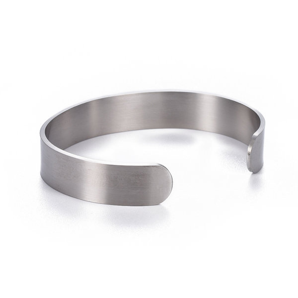 Stainless Steel Cuff Armband 50~65mm Zilver