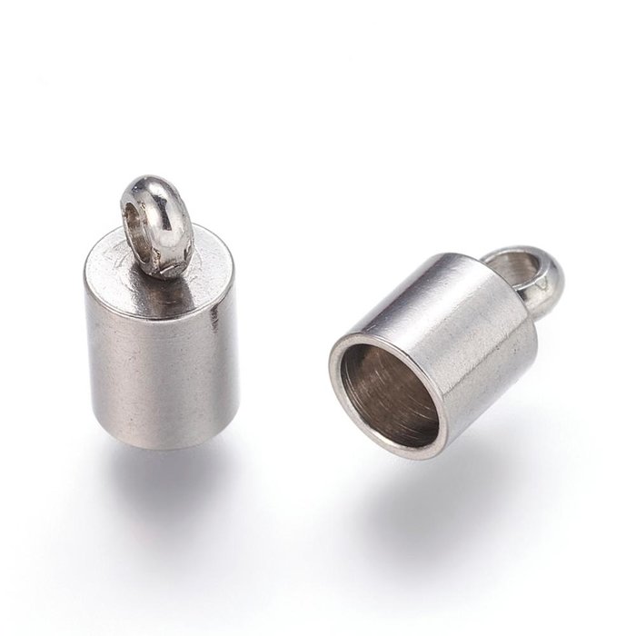 Stainless Steel Eindkapje voor 4mm Koord 9x5mm, 8 Stuks