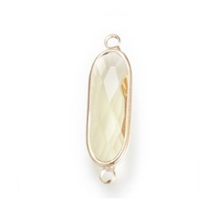 Crystal Glass Link Oval Goldenrod 31x8x4mm