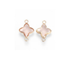 Crystal Glass Link Cross Salmon 21x14x3mm