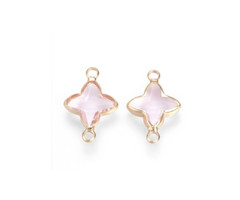 Crystal Glass Link Cross Light Purple 21x14x3mm