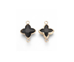 Crystal Glass Link Cross Black 21x14x3mm
