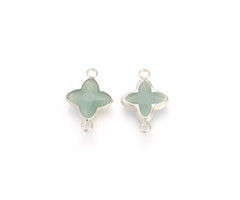 Crystal Glass Tussenzetsel Kruis Pale Green 21x14x3mm
