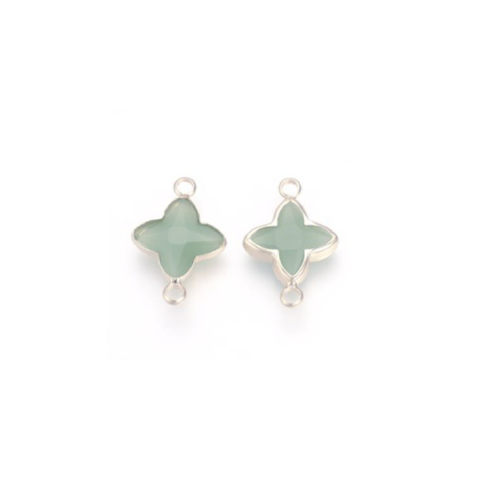 Crystal Glass Link Cross Pale Green 21x14x3mm