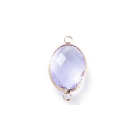 Crystal Glass Link Oval Lilac 16x8x4mm