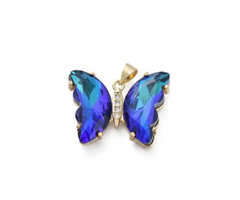 Crystal Glass Charm With Zirconia Blue Shine 20x26x5mm