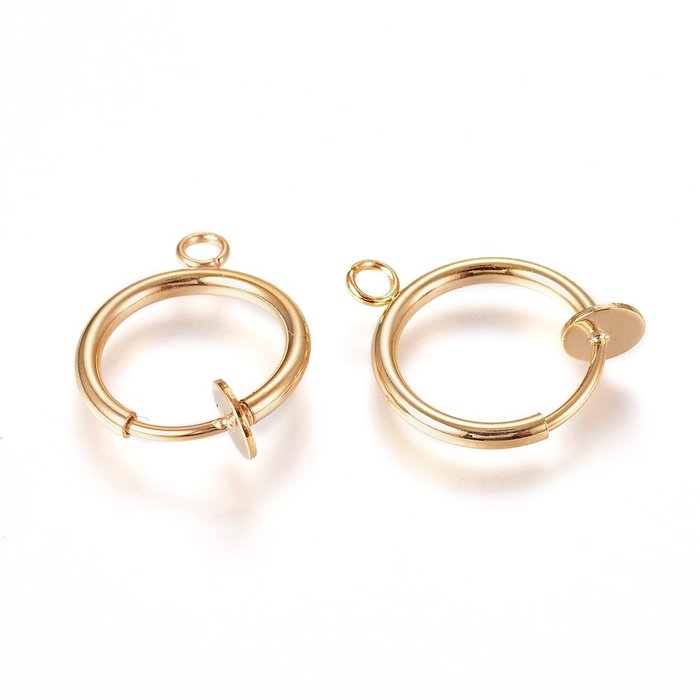 4 Pieces Stainless Steel Earring Clip Gold Plated 17x13x4mm