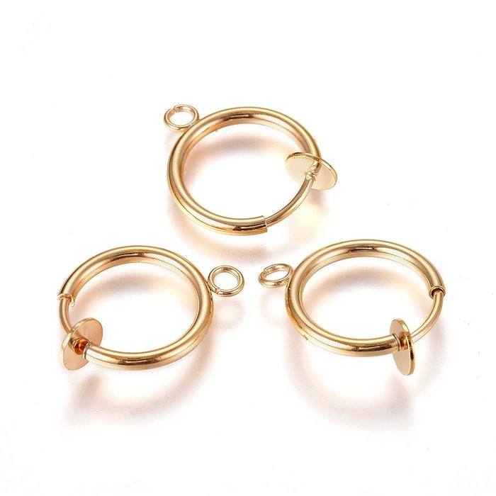 4 Stuks Stainless Steel Oorbel Clip Gold Plated 17x13x4mm (Oorbel zonder gaatjes)