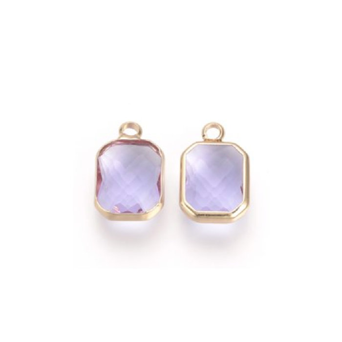 1130 Crystal Glass Bedel Rechthoek Lila 14x8x3mm