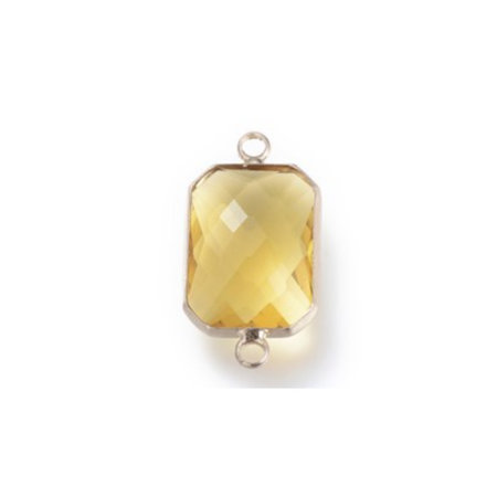 Crystal Glass Link Rectangle Gold 19x10x5mm