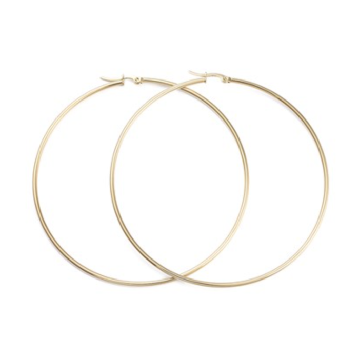 Stainless Steel Earrings Gold Plated 45x2mm