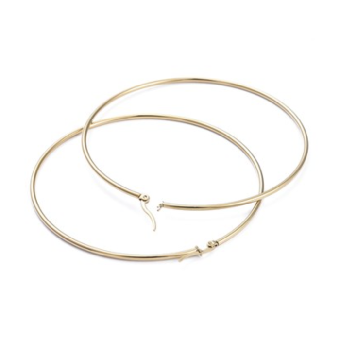 Stainless Steel Earrings Gold Plated 45x2mm