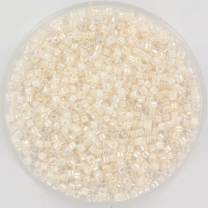 Miyuki Delica's 11/0  Pale Peach Lined Crystal Ab, 7.2 grams