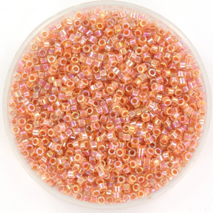 Miyuki Delica's 11/0  Dark Peach Lined Crystal Ab, 5 grams