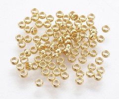 50 stuks Stainless Steel Knijpkralen Gold Plated 2mm