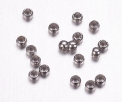 60 pieces Stainless Steel Crimp Beads Silver 2mm