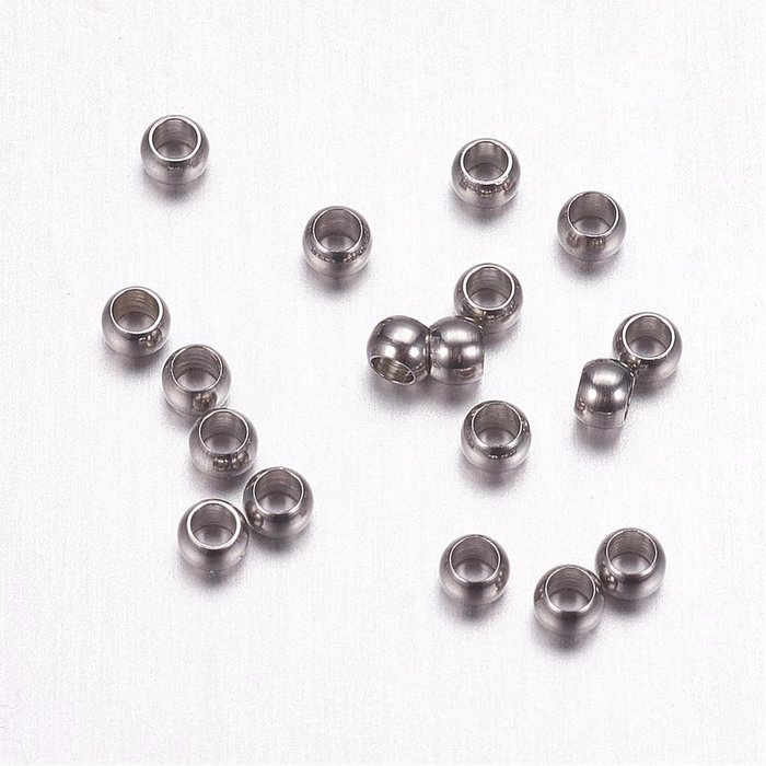 Stainless Steel Crimp Beads Silver 2mm, 60 pieces