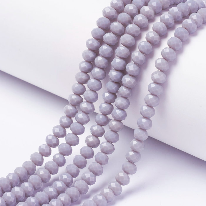 Faceted Glassbeads Lavender Gray 4x3mm, 80 pieces