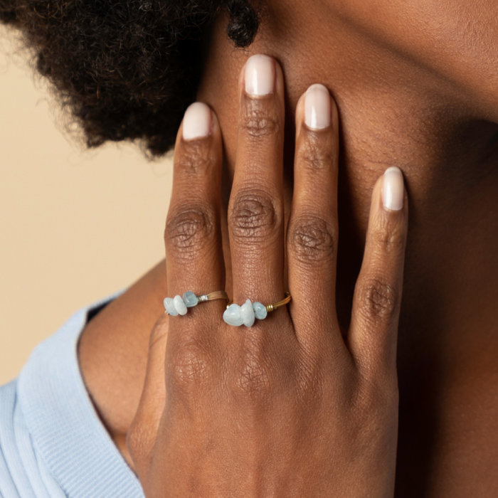 How to make a Ring with Copper Wire and Gemstone Chips Inspi403