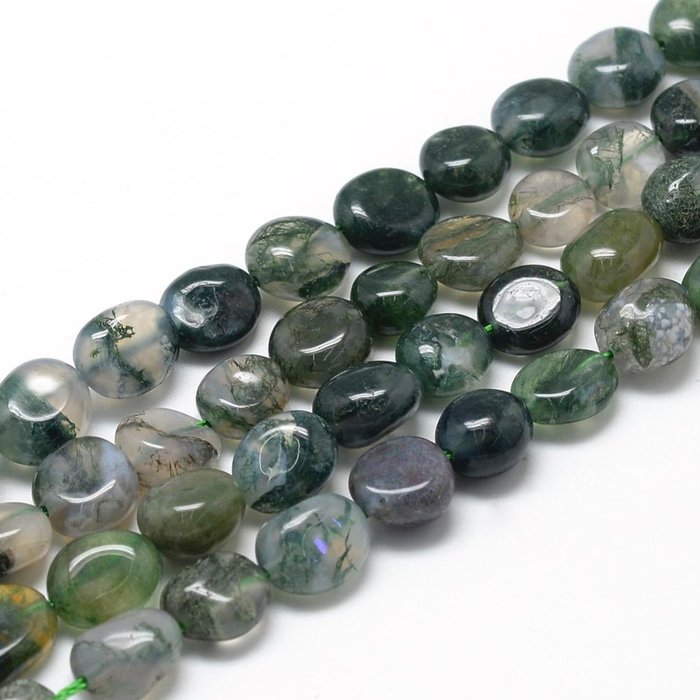 Natural Moss Agate Gemstone Beads 11x10x8mm, strand 30~45  pieces