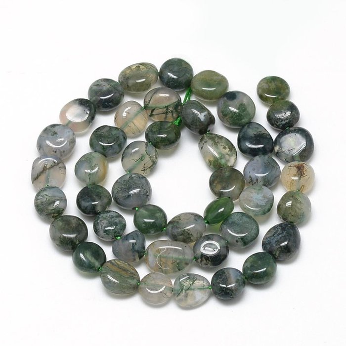Natural Moss Agate Gemstone Beads 11x10x8mm, strand 30~45  pieces