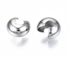 20 pieces Stainless Steel Crimp Beads Covers Silver 5mm