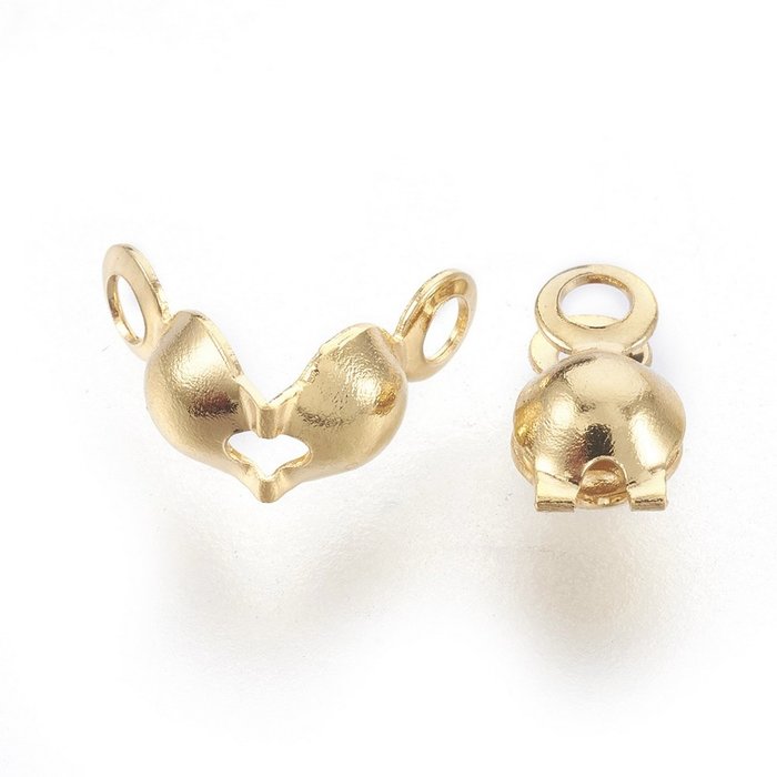 Stainless Bead Tips 8x4mm Stainless Gold Plated, 20 pieces