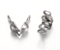 20 Stuks Stainless Steel Kalotjes Zilver 7x4mm