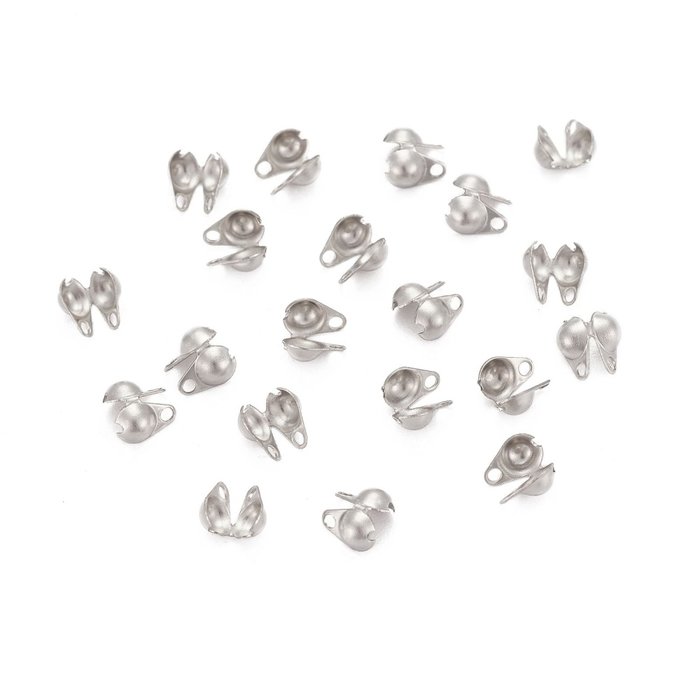 Stainless Steel Knot Covers Silver 6x4mm, 20 pieces