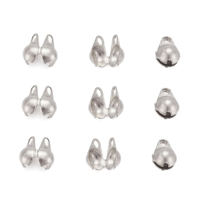 Stainless Steel Knot Covers Silver 6x4mm, 20 pieces