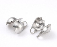 20 stuks Stainless Steel Knoop Verbergers Zilver 4x3mm