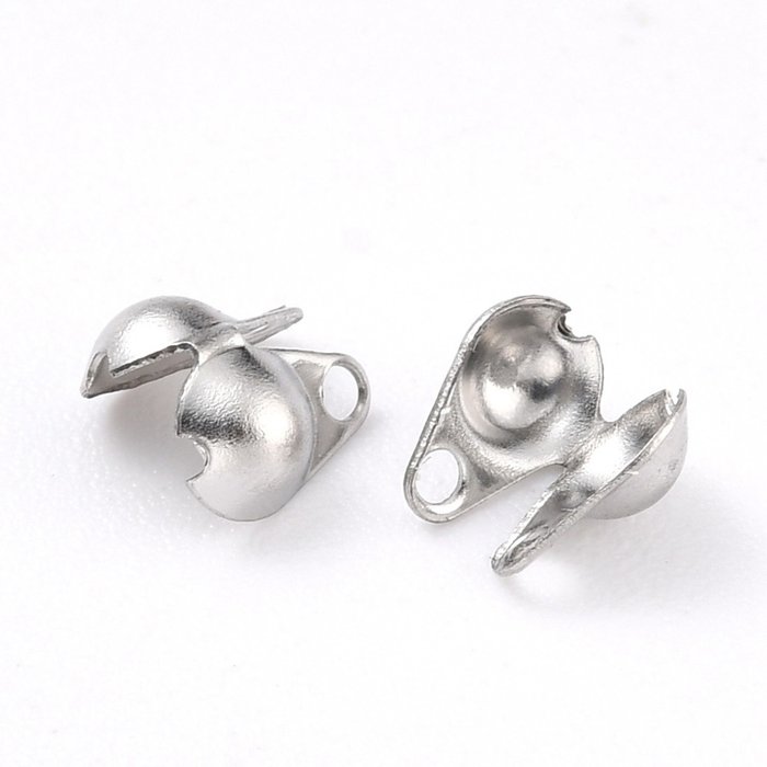 Stainless Steel Knot Covers Silver 4x3mm, 20 pieces