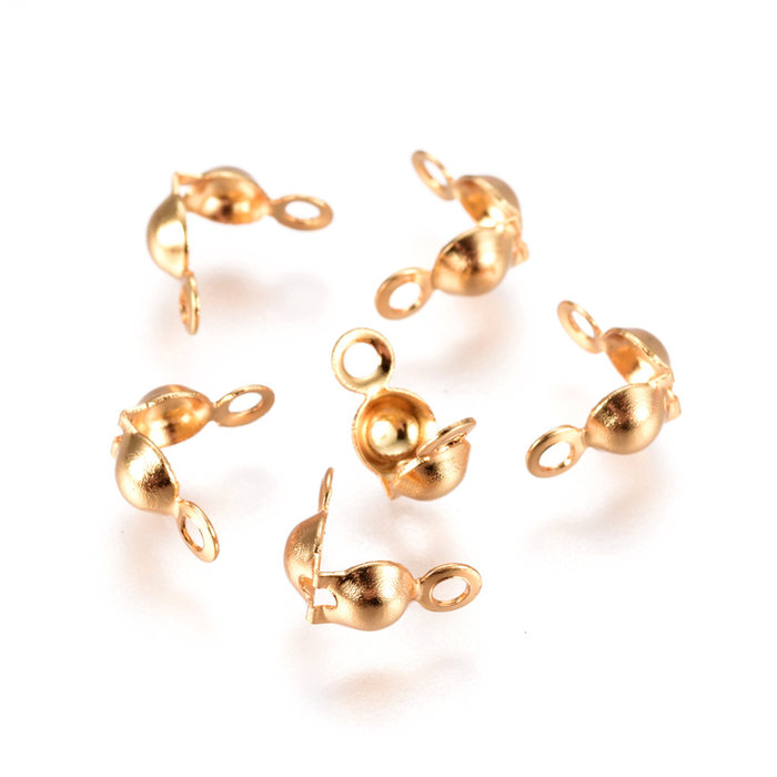 Stainless Bead Tips 7x4mm Stainless Gold Plated, 20 pieces