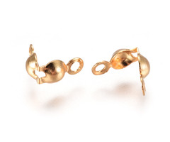 20 Pieces Stainless Steel Bead Tips 7x4mm Gold Plated