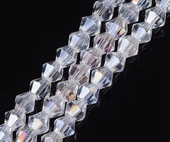 90 pieces Faceted Glassbeads Bicone 4mm Crystal Shine