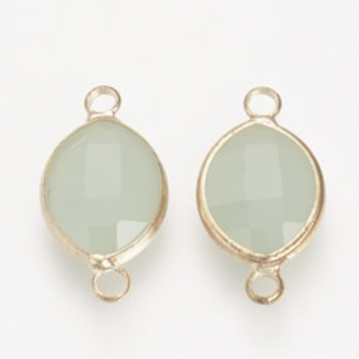 Crystal Glass Charm Oval Dark Sea Green 16x8x4mm